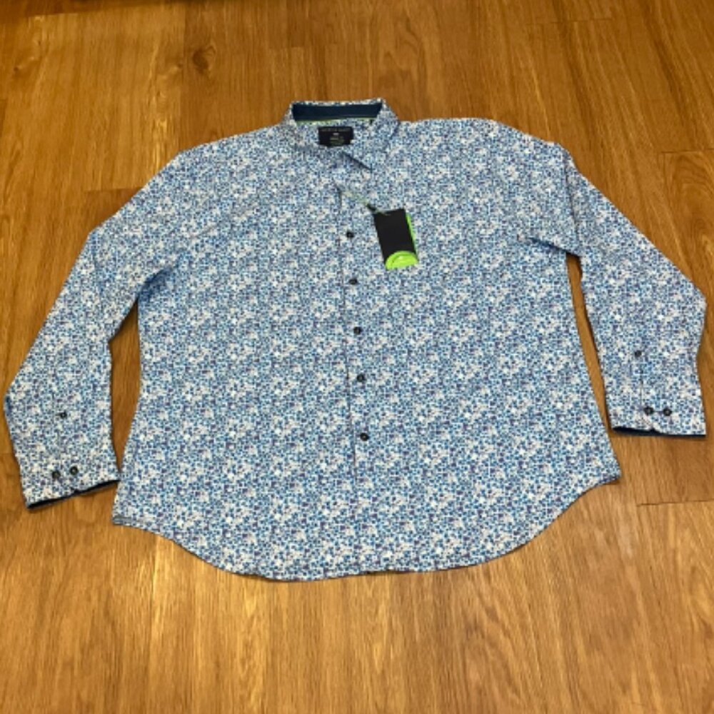 Society of Threads Men's Regular Fit Non-Iron Stretch Shirt Floral XXL